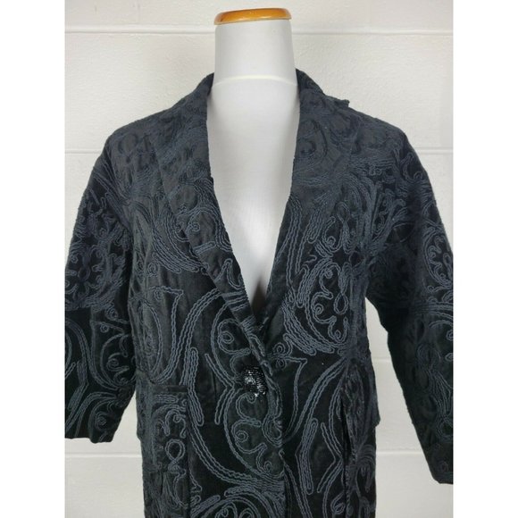 NWOT Nanette Lepore Take A Chance Embroidered Black Velvet Jacket Blazer M - Picture 7 of 12